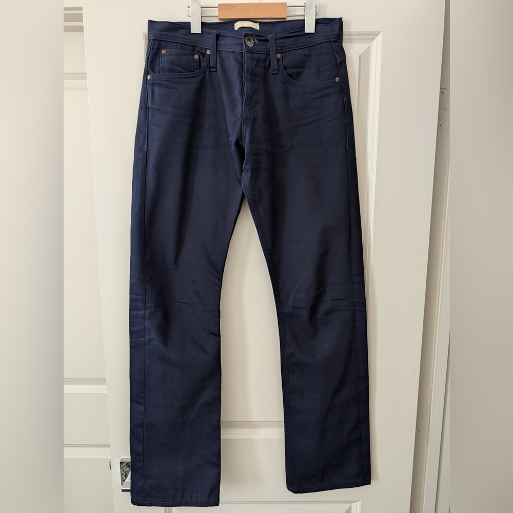 Unbranded Brand UB308 Straight Fit Navy Blue Selvedge Chino Pants, Size 31
